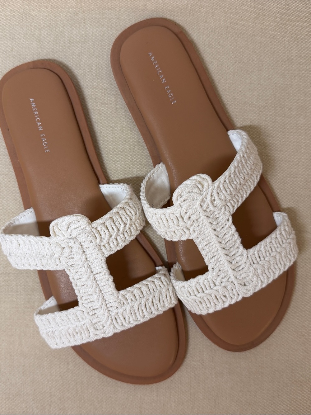 American Eagle Outfitters Women's White Braided Slide Sandals Size 11